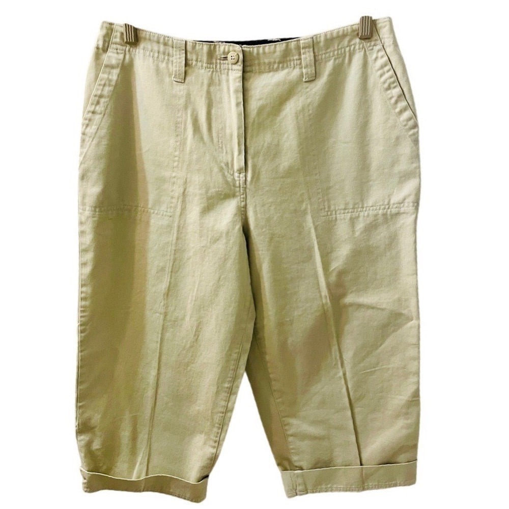 David N Sport Khaki Capri Pants‎ Womens 10 Tan Cotton Utility Crop Trousers 7645